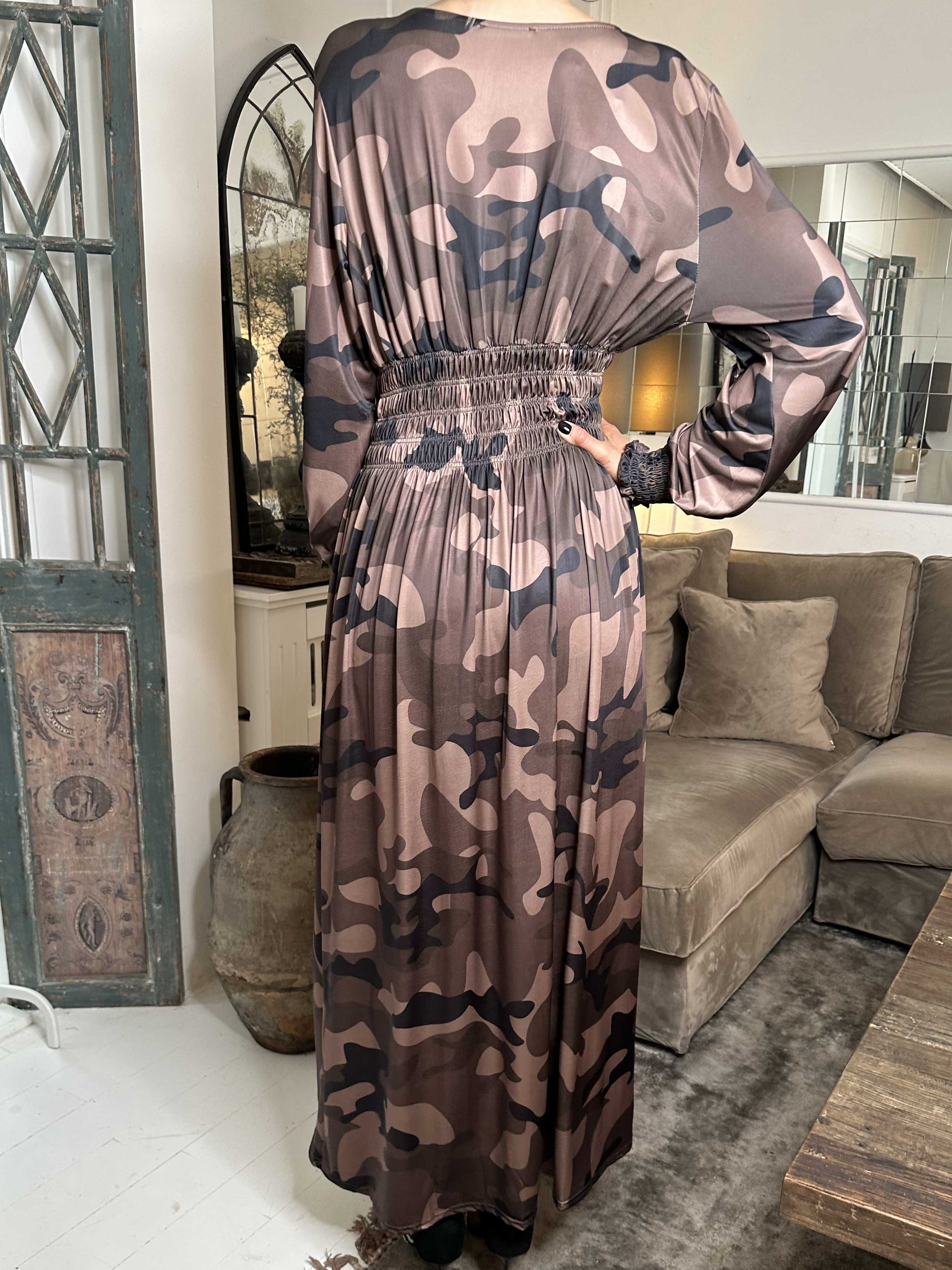 Pams Camo L/S - Elastisk kjole i camouflageprint